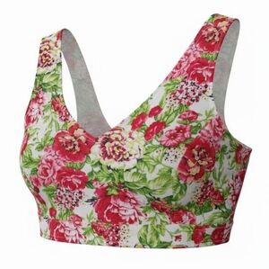 Forever 21 Contemporary Pink Floral V Neck Crop Top Tank Women's Size XS